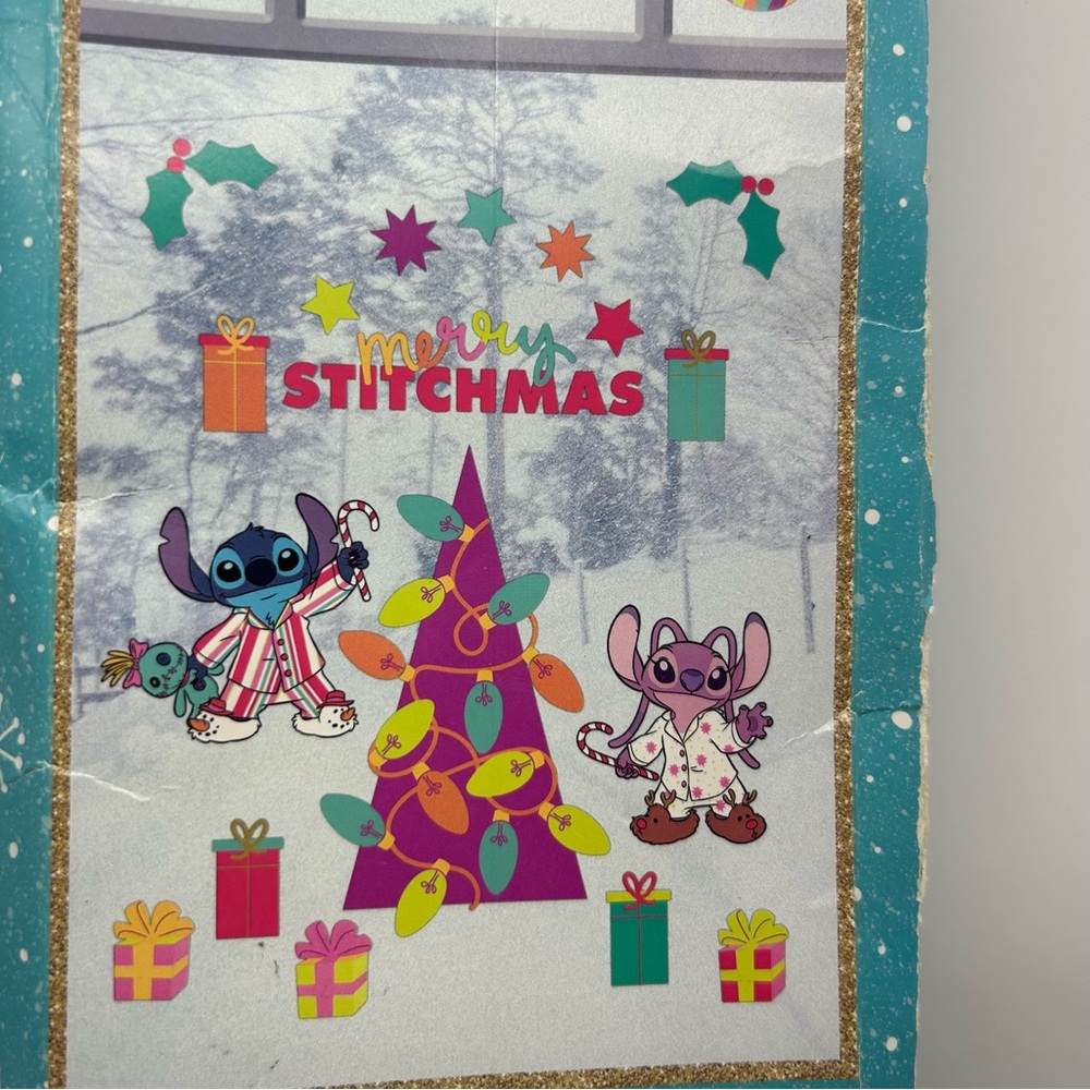 Disney Merry Stitchmas window mirror clings ome sheet 27.5" x 15.5" Christmas